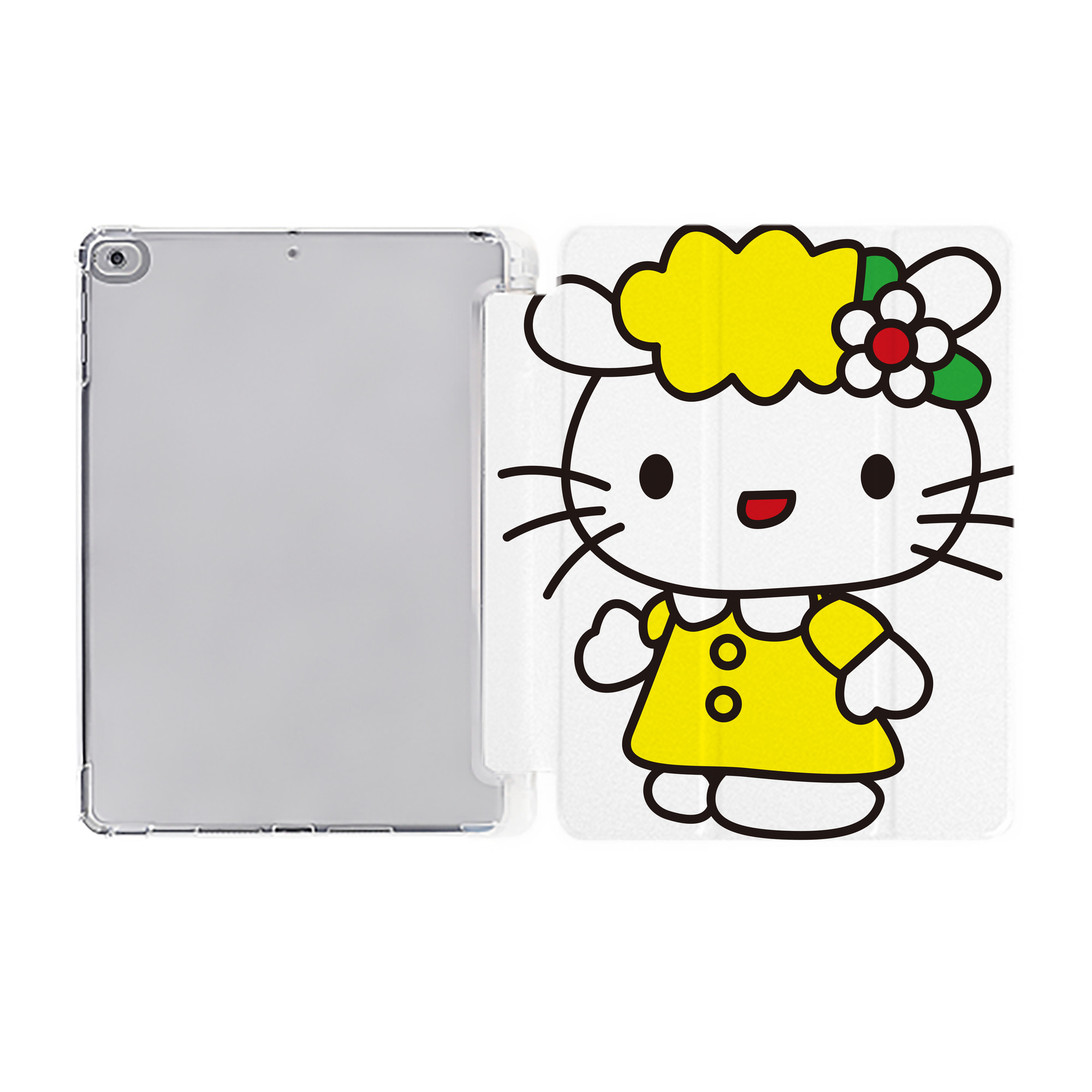 （画像用） Hello Kitty ハローキティ IPad ケース ペン収納付き 三つ折りスタンド PUレザー×シリコン 対応機種9.5/10.5/10.9インチ